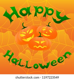 card for a Halloween with pumpkin