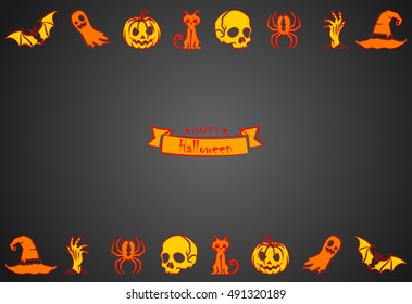 Card with halloween symbols
