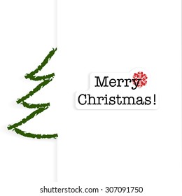 Card with hand drawn christmas tree and text MERRY CHRISTMAS