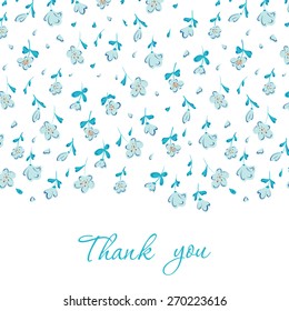 Card with hand drawn doodle flowers . Hand drawn design for Thank you card, Greeting card or Invitation. Vector illustration.
