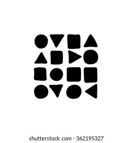 Card with hand drawn geometric elements. Vector illustration. 