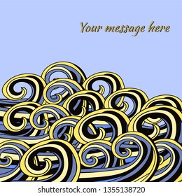 Card with hand drawn hair and wave element. Vector illustration