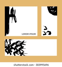 Card with hand drawn ink texture. Vector