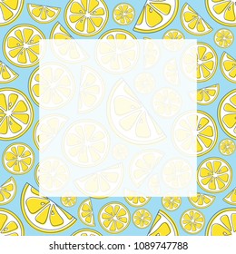 Card with hand drawn lemons and copyspace. Vector.