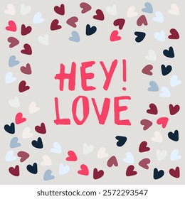 Card hand drawn like a sketch. Vector element for greeting card, social media post. Love, Romance, Valentines Day concept