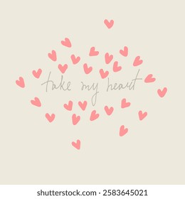 Card hand drawn like a sketch. Vector element for greeting card, social media post. Love, Romance, Valentines Day concept