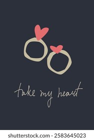 Card hand drawn like a sketch. Vector element for greeting card, social media post. Love, Romance, Valentines Day concept
