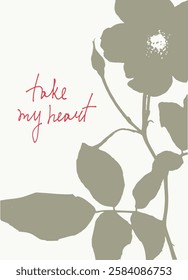 Card hand drawn like a sketch. Vector element for greeting card, social media post. Love, Romance, Valentines Day concept