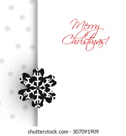 Card with hand drawn snowflakes and text MERRY CHRISTMAS