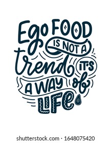 Card with hand drawn unique typography design element for greeting cards, decoration, prints and posters. Handwritten lettering quote about kitchen and cooking. Vector illustration