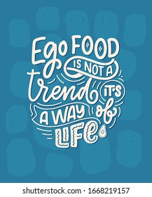 Tarjeta con un único elemento de diseño tipográfico dibujado a mano para tarjetas de felicitación, decoración, impresiones y carteles. Cita escrita a mano sobre cocina y cocina. Ilustración del vector