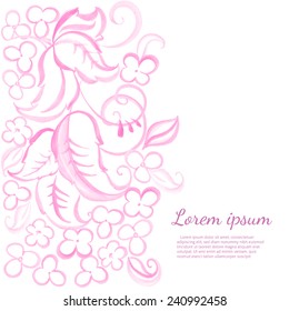 card with hand drawn watercolor flowers