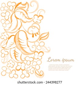 card with hand drawn watercolor flowers. vector background for you text