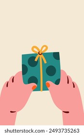 Vektorillustration mit Hand- und Geschenkkarte