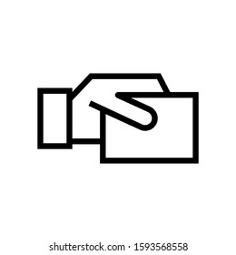 card in the hand icon in linear style on white background