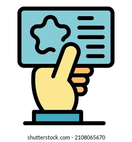 Card in the hand icon. Outline card in the hand vector icon color flat isolated