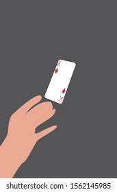 Card and hand, illustration, vector on white background.