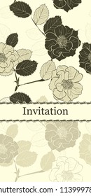 Card with Hand-Drawn Floral Pattern. Can be used as invitation, greeting card etc