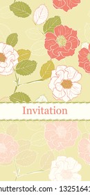 Card with Hand-Drawn Floral Pattern. Can be used as invitation, greeting card etc