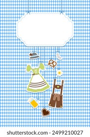 Card Hanging Icons Oktoberfest Green Brown Copy Space Diamond Pattern