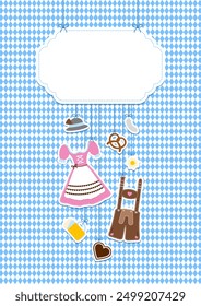 Card Hanging Icons Oktoberfest Pink Brown Copy Space Diamond Pattern