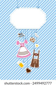 Card Hanging Icons Oktoberfest Pink Brown Copy Space Diagonal Diamond Pattern