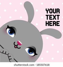 Card of Happy Easter with the head of a rabbit. Vector illustration 