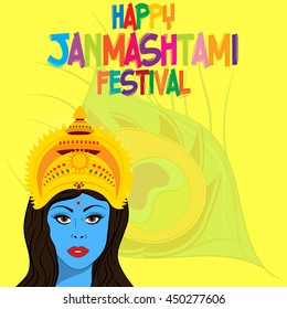Card happy janmashtami festival. Illustration of Lord Krishna.