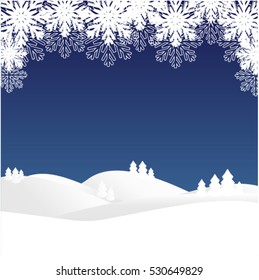 The card with Happy New Year  and Christmas, snowflake design background. Vector image.