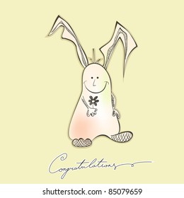 Card with happy rabbit