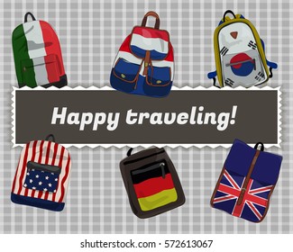 Card Happy traveling with different backpacks