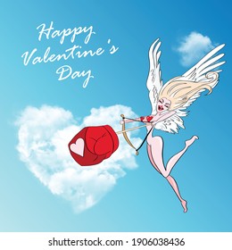 Card Happy Valenines Day Cupid Arrow