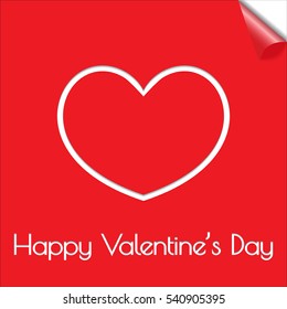 Card Happy Valentine's Day with heart on red background.