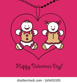 Card Happy Valentine's Day. Vector illustration.