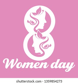 card of happy women day 8 march. pink colours