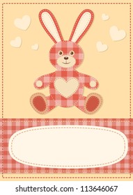 Card with the hare for baby shower. Vector illustration.