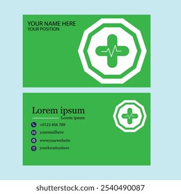 The card has a clean, professional design with a soft green background symbolizing health and growth. The layout is minimalistic, with clear, readable fonts. The company name or logo is prominently di