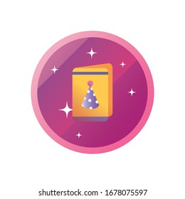 card with hat gradient style icon design, Party celebration event happy birthday holiday surprise anniversary and decorative theme Vector illustration