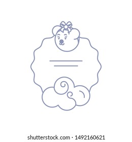 card with head of female bear baby and cloud