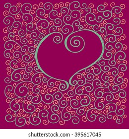 card with heart and curl pattern
