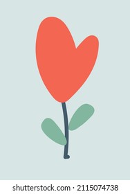 Card with a heart in the form of a flower. Retro 60s, 70s design. Vector element for greeting card, social media post. Love, Romance, Valentines Day concept