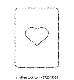 card heart game. vector tattoo prison. barbed wire