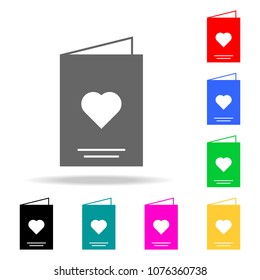 card with heart icon. Elements of romance in multi colored icons. Premium quality graphic design icon. Simple icon for websites, web design, mobile app, info graphics on white background