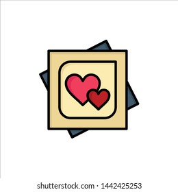 Card, Heart, Love, Marriage Card, Proposal  Flat Color Icon. Vector icon banner Template