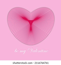 Card with a heart made from treads effect for Valentine's Day or other romantic occasions in a pink colors.