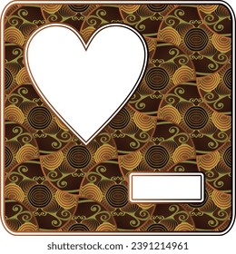 Card with heart on a brown background. Vector illustration for your design