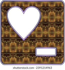 Tarjeta con corazón de fondo marrón. Ilustración vectorial para su diseño
