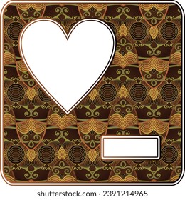 Card with heart on a brown background. Vector illustration for your design
