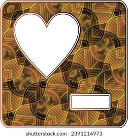 Card with heart on a brown background. Vector illustration for your design