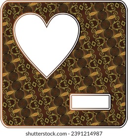 Card with heart on a brown background. Vector illustration for your design